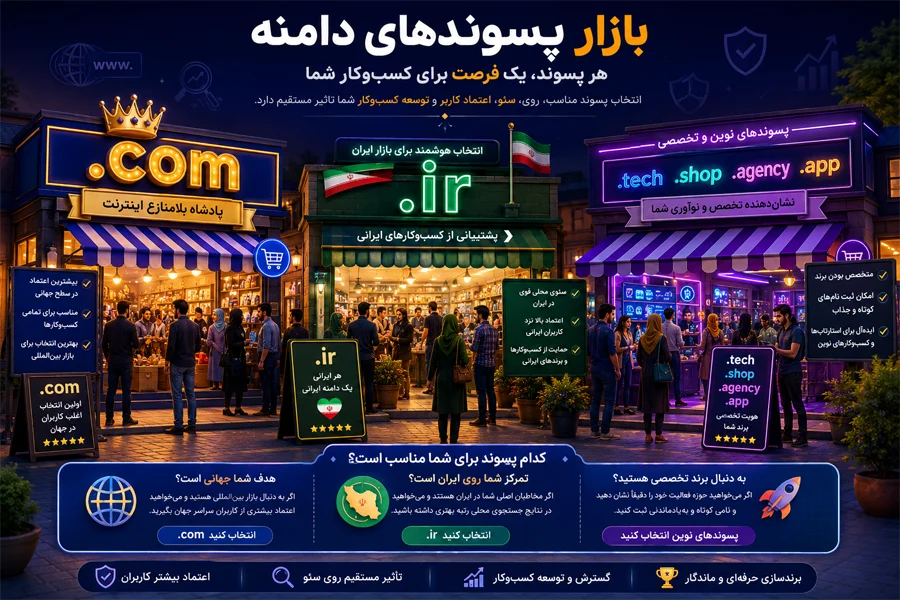 انواع پسوندهای دامنه (TLD) و کاربرد تجاری آنها
