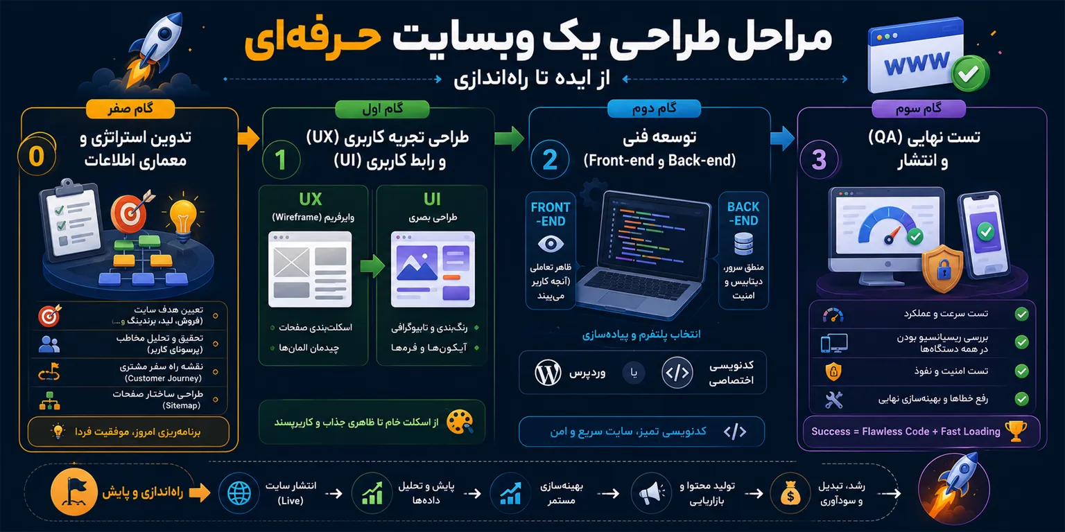 مراحل طراحی یک وبسایت حرفهای؛ از ایده تا راهاندازی